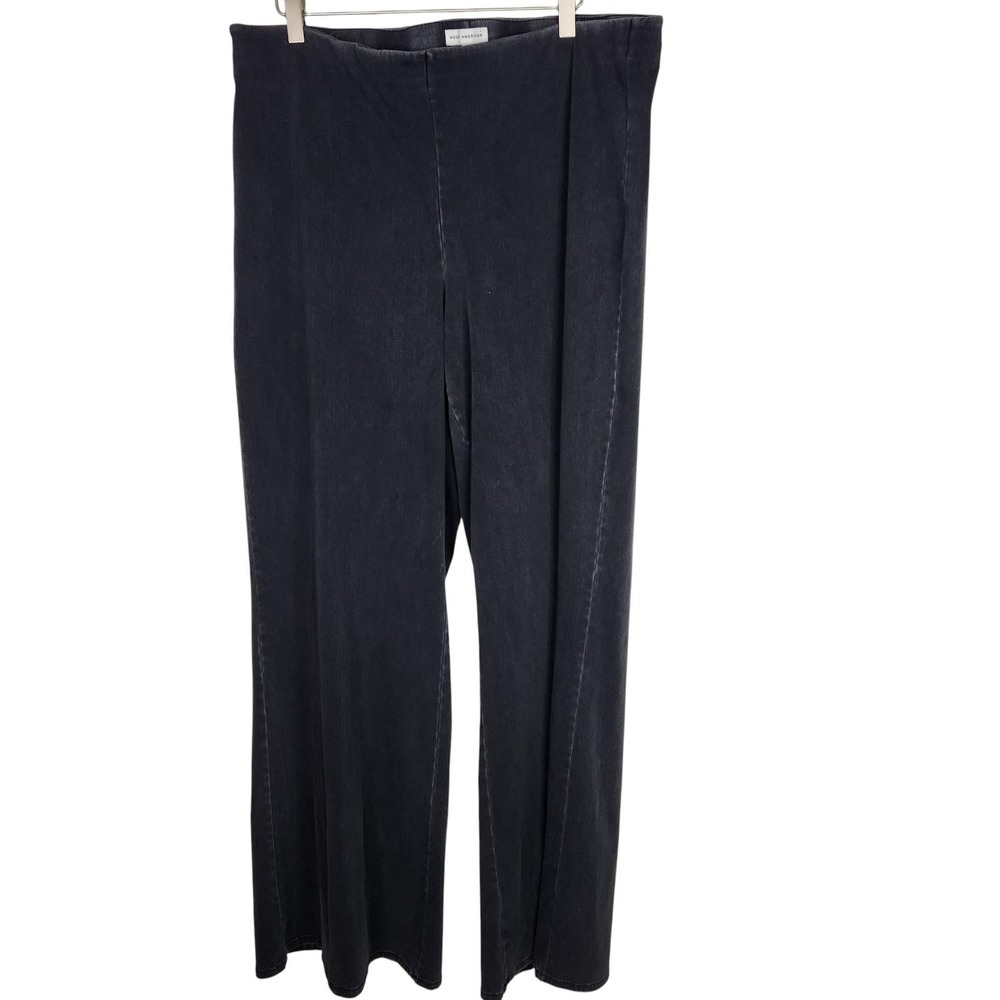 GOOD AMERICAN Jeans Womens 5 2XL Plus Washed Black Pullon Wide Leg Stretch Denim